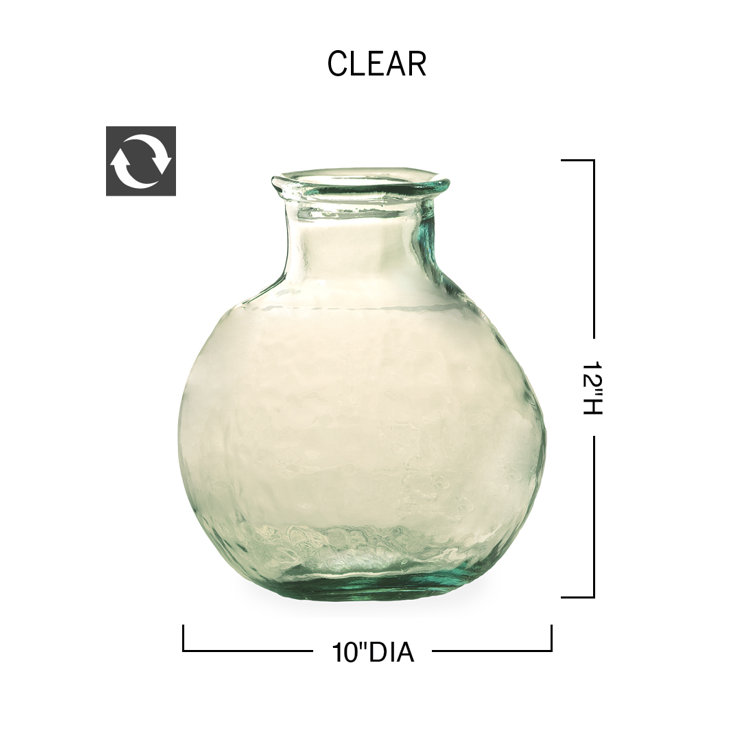 VivaTerra Oval Recycled Glass Balloon Vase, 12" Glass Table Vase